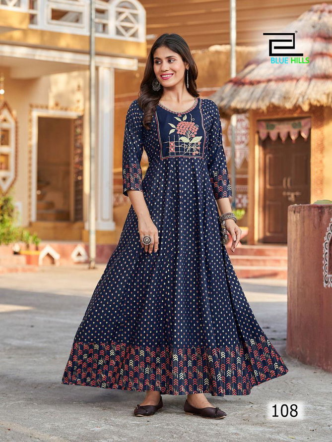 Blue Hills Sandwich Fancy Wear Wholesale Anarkali Kurti Collection